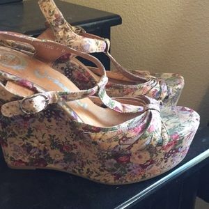 Jeffery Campbell floral platform wedge